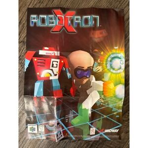 Vintage Robotron X Nintendo 64 N64 Promo Poster Midway Games 1996 Retro Poster